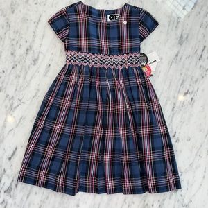 New Girls Question Everything Navy and Hot Pink Plaid Smocked Dress